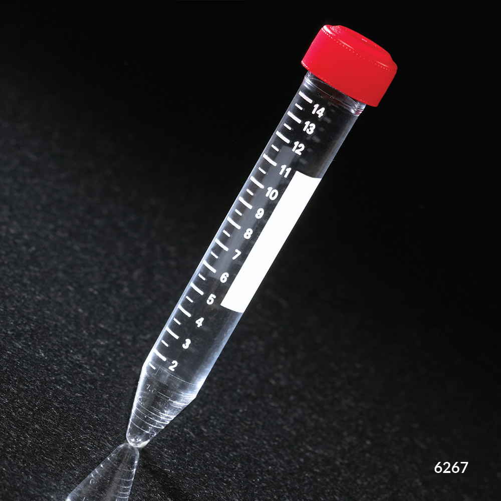 Globe Scientific Centrifuge Tube, 15mL, Attached Red Screw Cap, Acrylic, Printed Graduations, STERILE, 25/Bag, 20 Bags/Unit 15mL Centrifuge Tubes; RNase free centrifuge tube; DNase free centrifuge tube